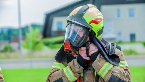 Domzale Slovenia Luglio 2018 Filmato Dell Allenamento Della Squadra Antincendio — Video Stock