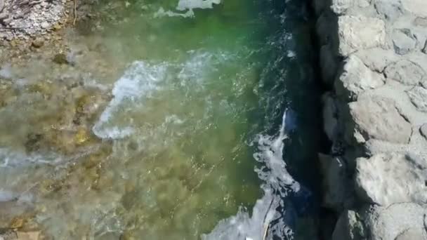 晴れた日の小さな滝の空の映像 — ストック動画
