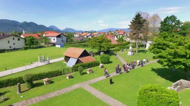 Zalec Celje Slovenia May 2017 Tourists Slowly Walking Paths Roman — Stock Video