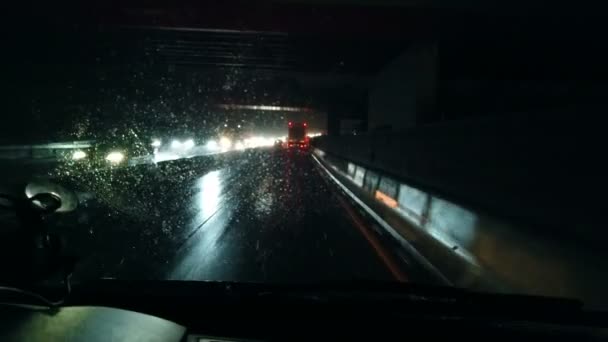 Nattbilder Bilar Som Kör Motorväg — Stockvideo