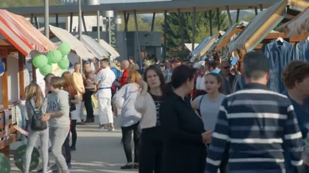 Domzale Slovenia June 2018 Visitors Walking Municipality Festival Nice Summer — Stock Video