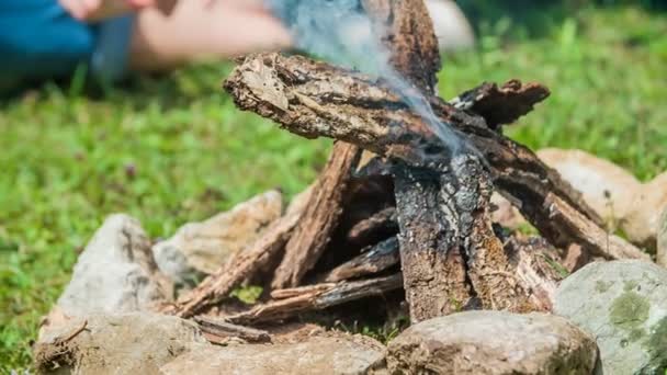 Domzale Slowenien Juli 2018 Wir Sehen Ein Loderndes Feuer Und — Stockvideo