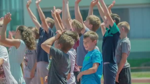 Grize Slovénie Juin 2017 Les Enfants Rassemblent Saluent Quelqu Est — Video