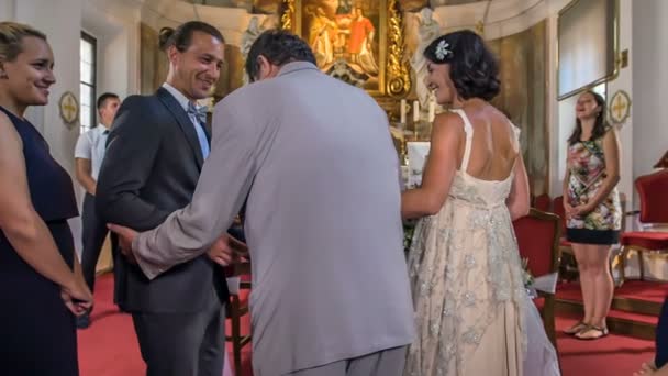 Domzale Slovenia 2018年7月父亲把女儿送给新郎 婚礼马上就要举行了 — 图库视频影像