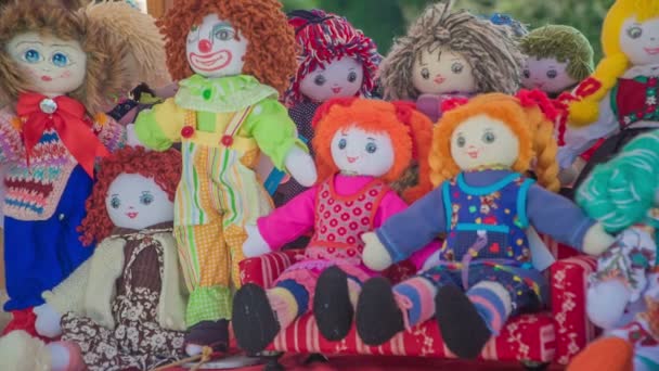 Domzale Slovenia June 2018 Unique Dolls Girls Standing Table — Stock Video