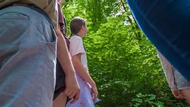 Domzale Slovenia July 2018 Young Scouts Standing Middle Forest Looking — Stock Video