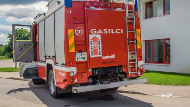 Domzale Slovenia Luglio 2018 Una Squadra Antincendio Appena Terminato Operazione — Video Stock