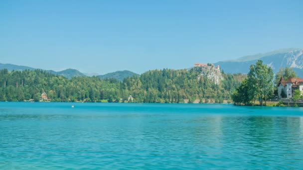 Beautiful Blue Water Lake Bled Sun Shining Day Nice Perfect — Stock Video