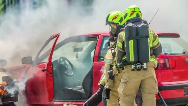 Domzale Slovenia Luglio 2018 Vigili Del Fuoco Stanno Facendo Operazione — Video Stock