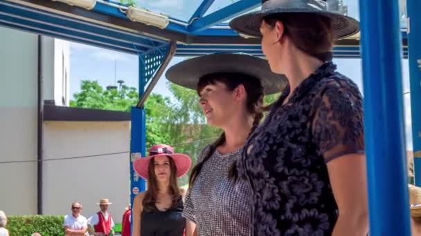 Can See Two Women Black Straw Hats Straw Hat Festival — Stock Video