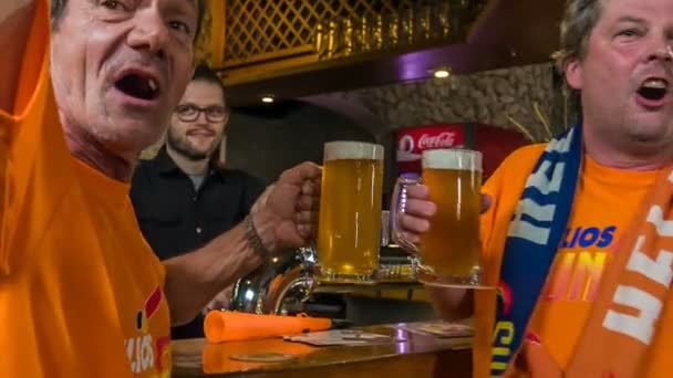 Domzale Slowenien Juli 2018 Aufgeregte Und Lautstarke Fans Einer Bar — Stockvideo