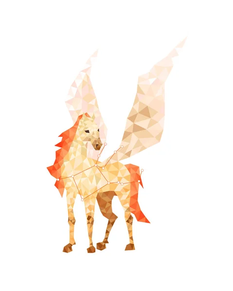 Figure Géométrique Colorée Art Pegasus Jaune Dans Style Polygonal Sur — Photo