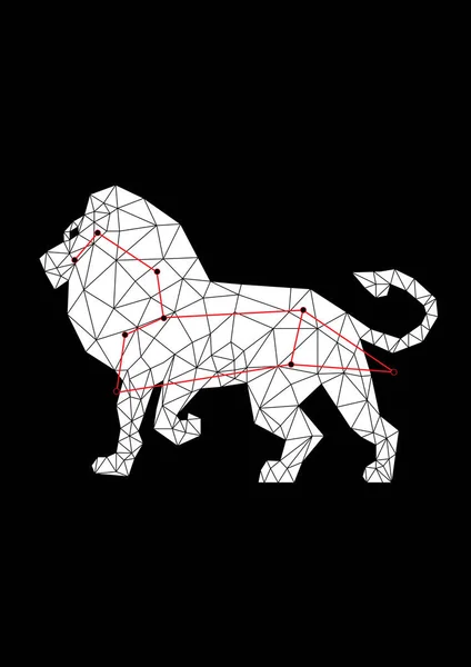 constellation lion and red line stars in polygonal style