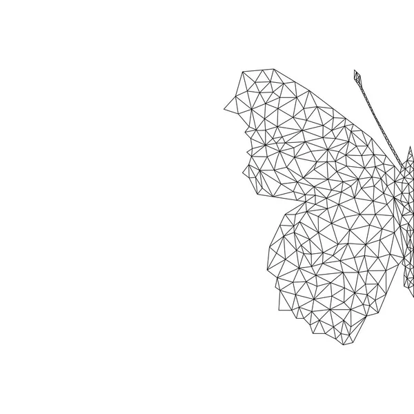 Motýlí Křídlo Černými Čárami Bílém Pozadí Nízko Poly Trojúhelníkový Geometrický — Stock fotografie