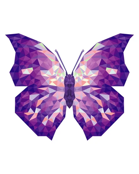 Színes Szimmetrikus Pillangó Poligonális Stílusban Fehér Alapon Illusztráció Elkülönítve Szimmetrikus — Stock Fotó