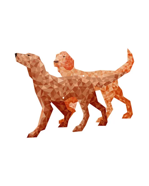 Geometric brown dogs in cross stitch style on white background