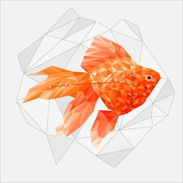 黄金の魚の星座をDorado ホロスコープ神話占星術の動物の文字 水晶のような灰色の背景に星と黄道アートフィギュア魚 星付き多角形のイラスト — ストック写真