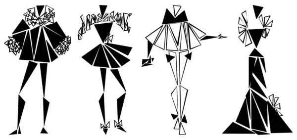 Silhouettes Fashion Suits Set Geometric Black White Style Fashion Illustration — Stock Photo, Image