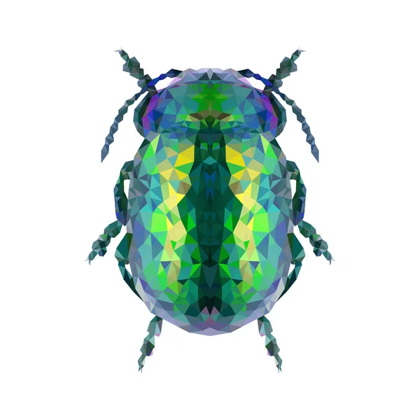 Grön Dynga Beetle Geometri Minimalistisk Stil Vit Bakgrund — Stockfoto
