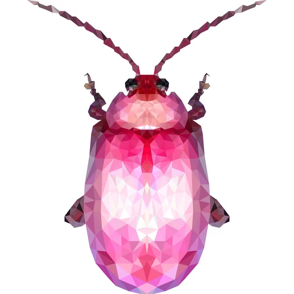 Pembe Bir Böceğin Renkli Çokgen Sanatı Geometri Üçgeni Tarzında Simetrik — Stok fotoğraf