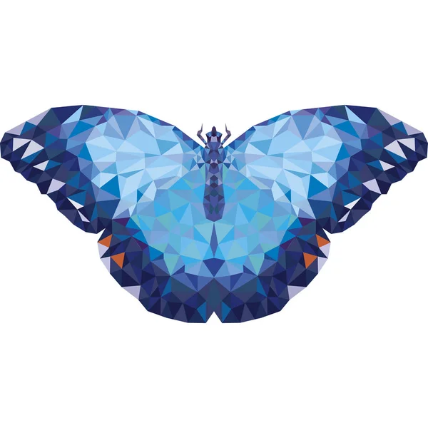 Poligonális Világoskék Pillangó Illusztráció Elkülönítve Szimmetrikus Kristály Absztrakt Rovar Geometria — Stock Fotó