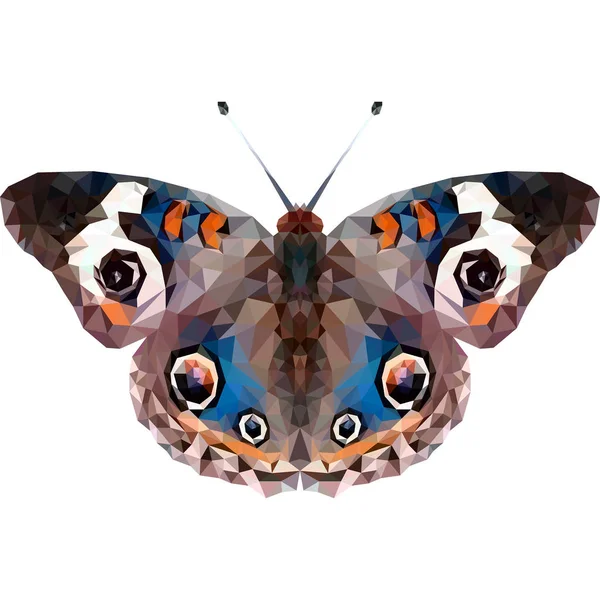 Polygonální Páv Motýl Ilustrace Izolované Symetrický Křišťálově Abstraktní Hmyz Stylu — Stock fotografie