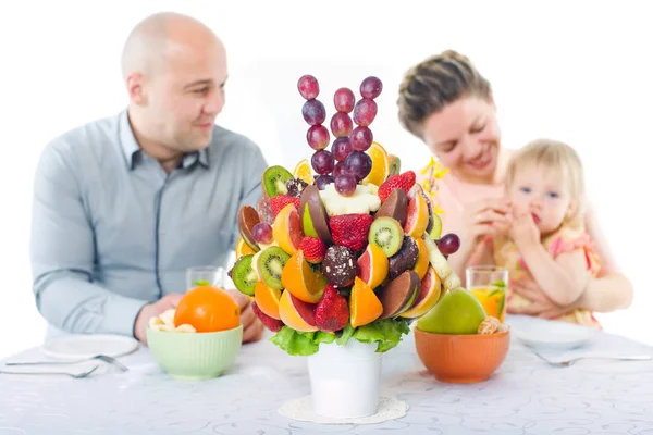Fruit bouquet decoration on the dining table