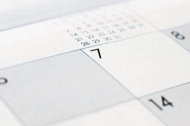 Takvim sayfa 7 'nin kapanışı