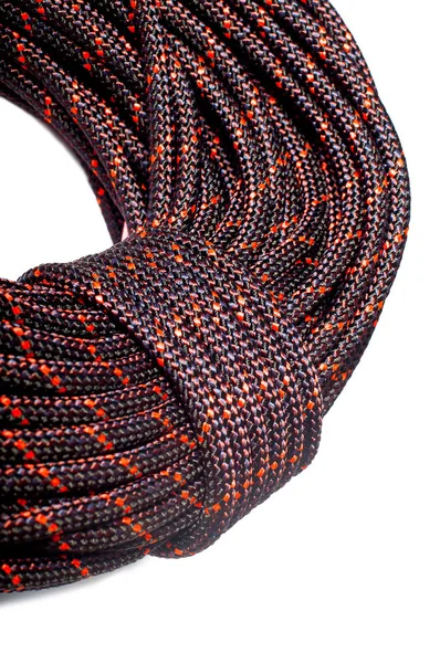Close up of bight of rope using in Escalada isolada em ba branca — Fotografia de Stock