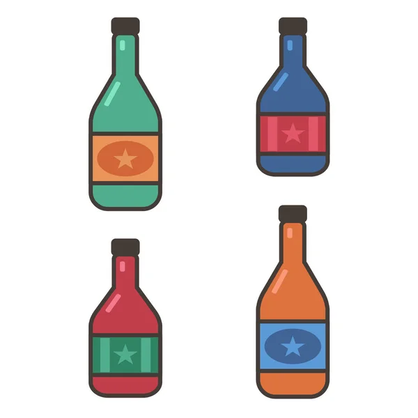 Conjunto de botellas de vino aisladas sobre fondo blanco — Vector de stock