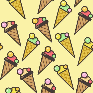 Dondurma Dikişsiz desen arka plan, renkli resimde konisi. Vektör Eps10