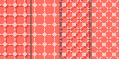 Soyut şekilleri gösteren bir kılavuz ile dört Dikişsiz desen seti. 2019 moda renklerde yapılmış.