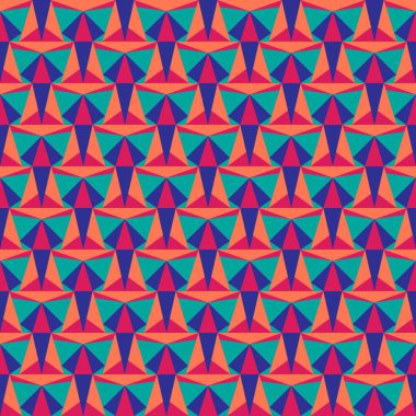 Parlak renklerde üçgenler ile geometrik Dikişsiz desen. Vektör dokusu