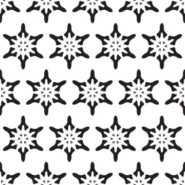 Kar taneleri ile dikişsiz desen. Noel dekorasyonu. Vektör monokrom arka plan