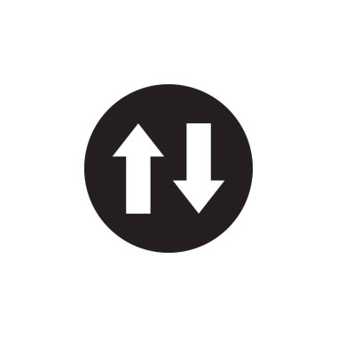 Yuvarlak simgede iki ok. Vektör illüstrasyon tarzı düz. Web ve yazılım arayüzleri için tasarlanmıştır.