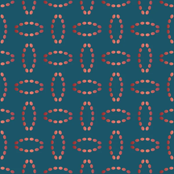Modèle sans couture avec ovales de lignes pointillées. Broderie imitation soie. Fond vectoriel — Image vectorielle