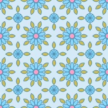 Basit çiçekler dikişsiz desen. Yaz vektör arka planı