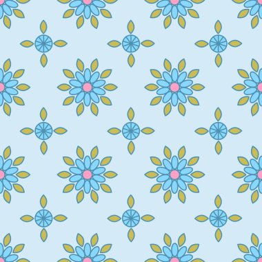 Basit çiçekler dikişsiz desen. Yaz vektör arka planı