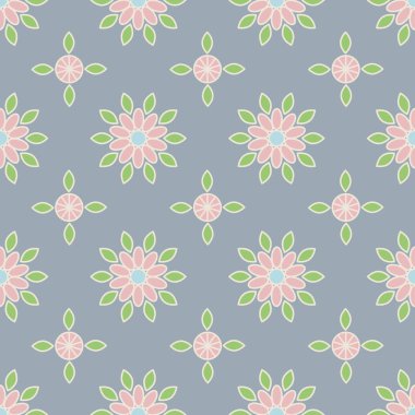 Basit çiçekler dikişsiz desen. Yaz vektör arka planı