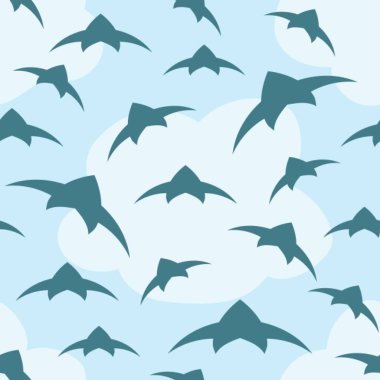 Gökyüzünde bir kuş sürüsü. Kusursuz desen. Vektör arka planı