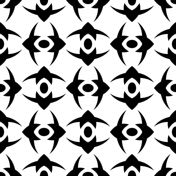Nahtloses Muster mit geordneter Anordnung abstrakter geometrischer Formen. Bild schwarzer Kreuze auf weißem Hintergrund. Bunte Illustration. — Stockvektor