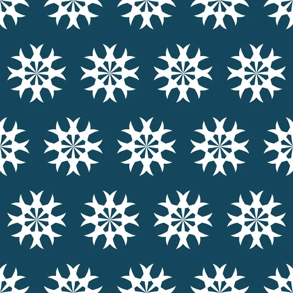 Vektor sömlöst mönster med snöflingor på natthimlen. Vinter bakgrund. — Stock vektor
