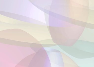 Birbiriyle örtüşen saydam şekillerle soyut arka plan. Yatay kompozisyon A4