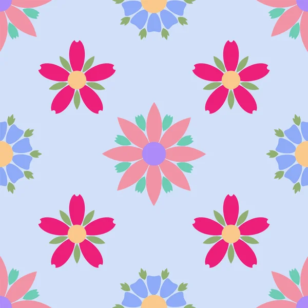 Enkla blommor sömlösa mönster. Sommar vektor bakgrund — Stock vektor