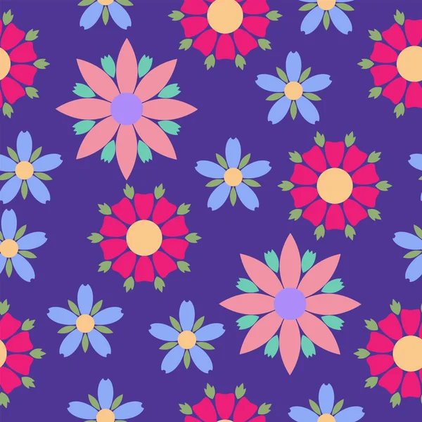 Enkla blommor sömlösa mönster. Sommar vektor bakgrund — Stock vektor