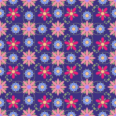 Basit çiçekler dikişsiz desen. Yaz vektör arka planı