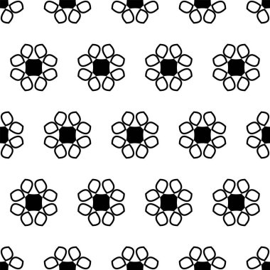 Beyaz arka plan üzerinde siyah soyut çiçekler dantel ile dikişsiz desen