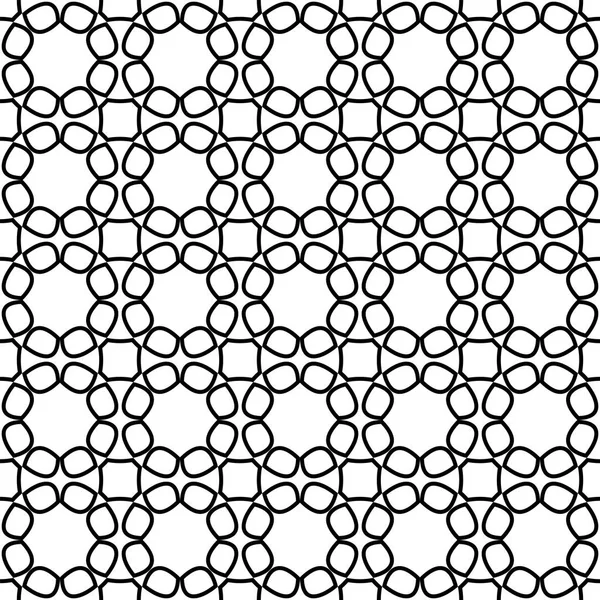 Patrón sin costuras con encaje de flores abstractas negras sobre fondo blanco — Vector de stock