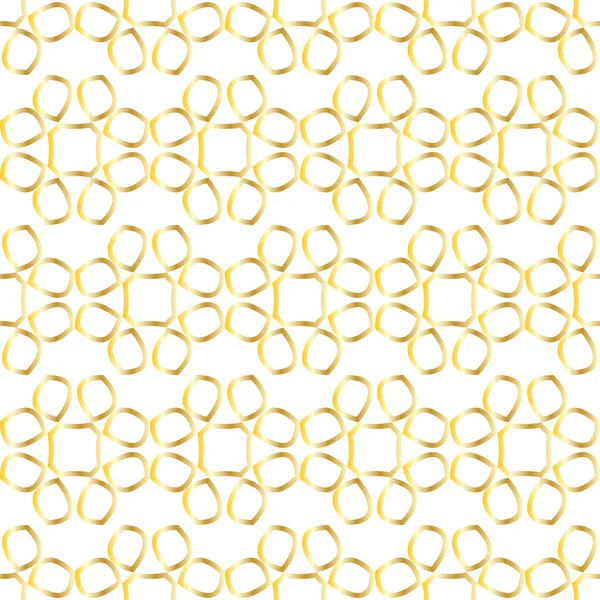 Nahtloses Muster mit Spitze aus goldenen abstrakten Blumen auf weißem Hintergrund. — Stockvektor