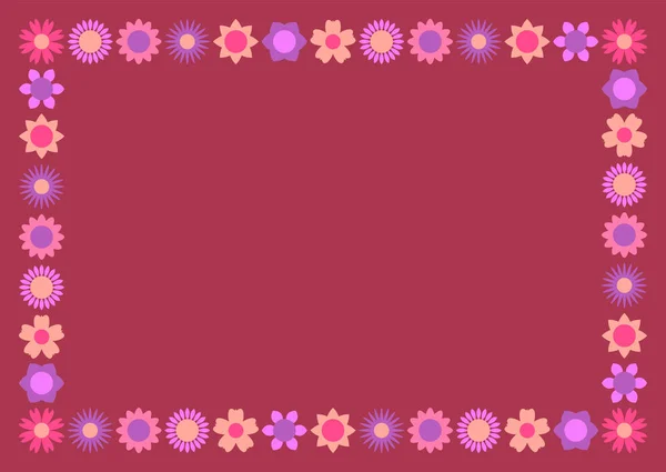 现代长方形花框, 五颜六色美丽的花朵 — 图库矢量图片
